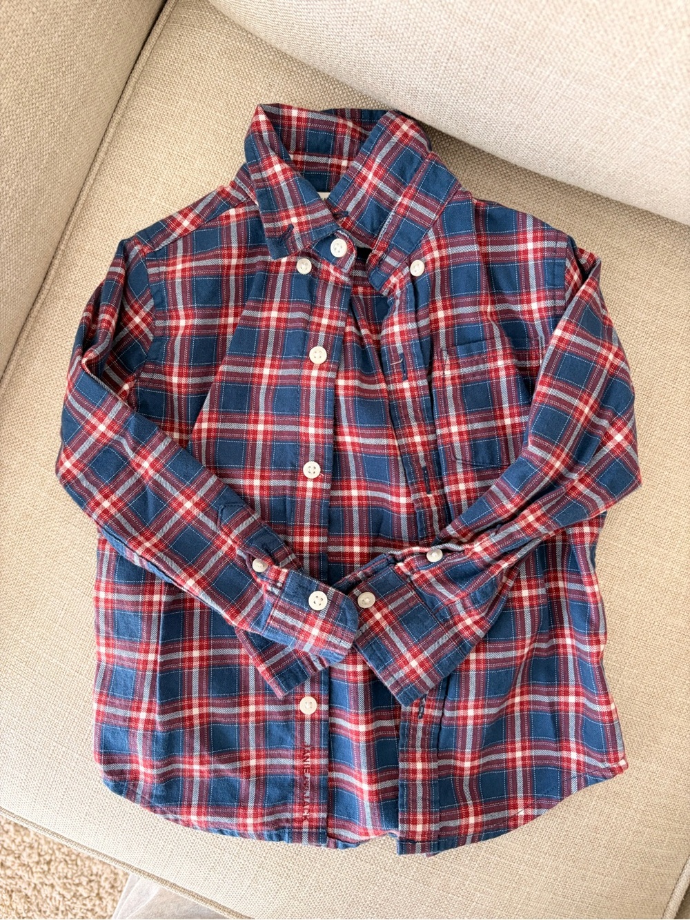 Janie and Jack Red and Navy Plaid Button-Down Shirt